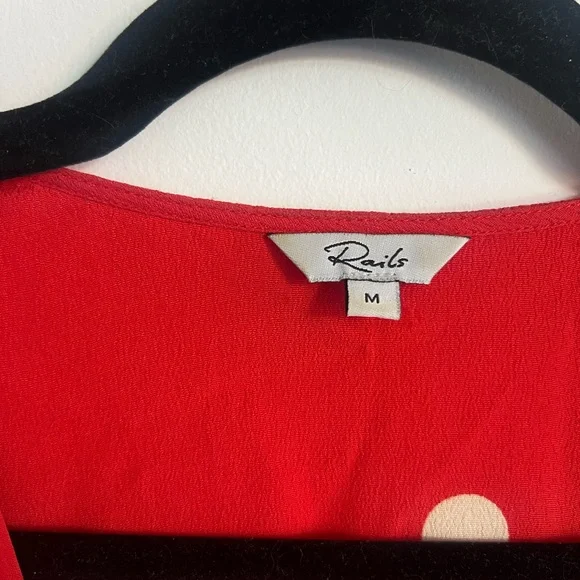 Rails Red and White Asymmetrical Wrap Sundress - Picture 2 of 3